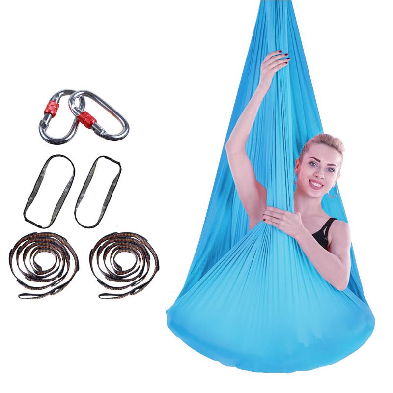 

Aerial Flying With Chains Carabiners Training Belts Tool Swing Anti Gravity Equipment Yoga Hammock Kit Multifunctional Elastic, Black