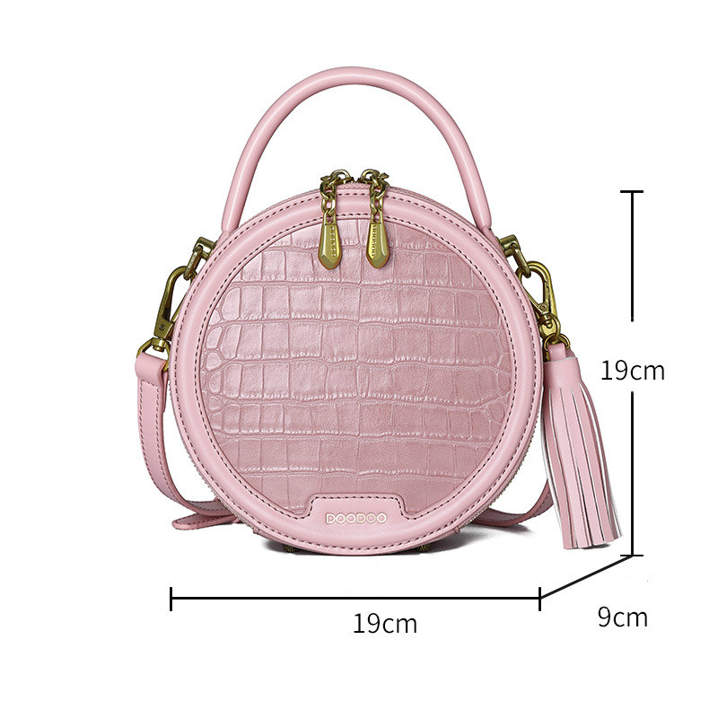 

2020 New Women Small Bag Circular Bags Korean Style Summer Fashion Wild Crocodile Buns Shoulder Messenger Handbags Cute Bags Shelala, Pink
