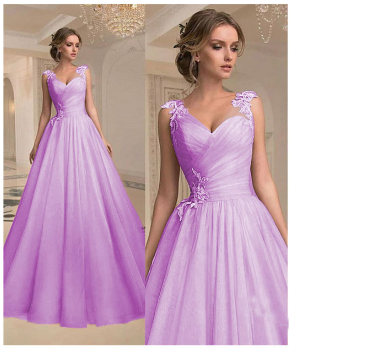 

Simple V-neck Wedding Dresses For Women Lace Up Ball Gown Formal Dresses Bridal Dress Marriage, Purple