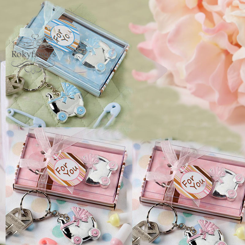 

100PCS Baby Carriage Key Ring Favors Baby Shower Baptism Party Keepsake Birthday Keychain Gifts