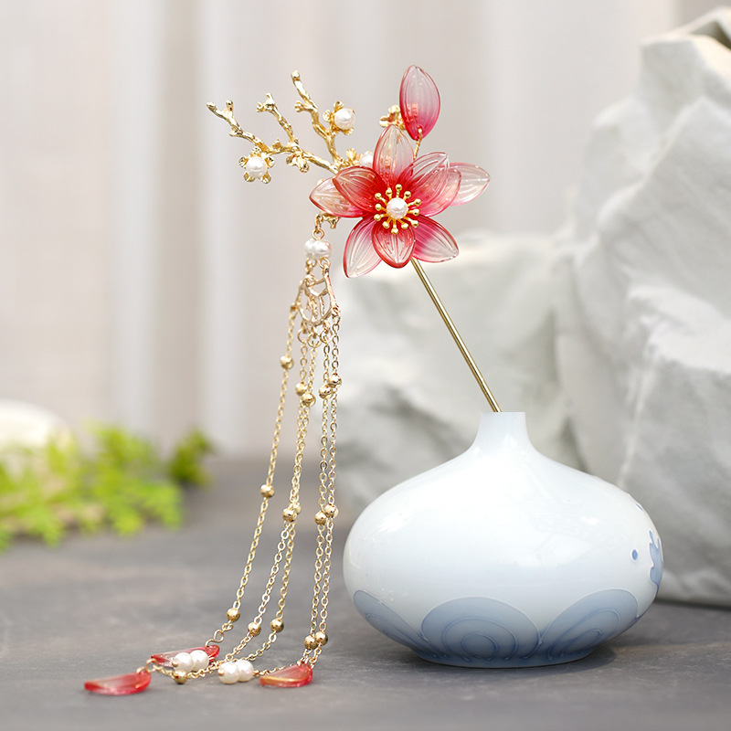 

FORSEVEN Retro Style Handmade Headpeice Tassels Alloy Hair Sticks Crystal Flower Hairpin Bride Wedding Headdress Ladies Jewelry