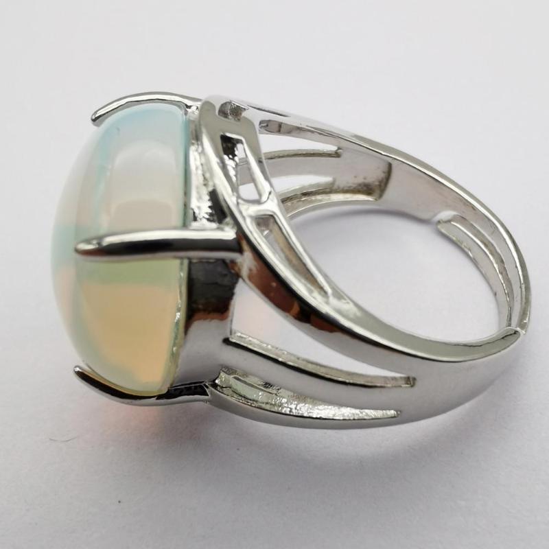 

Natural Opal Stone Round Bead GEM Finger Ring Size 8-9 Jewelry For Gift X233