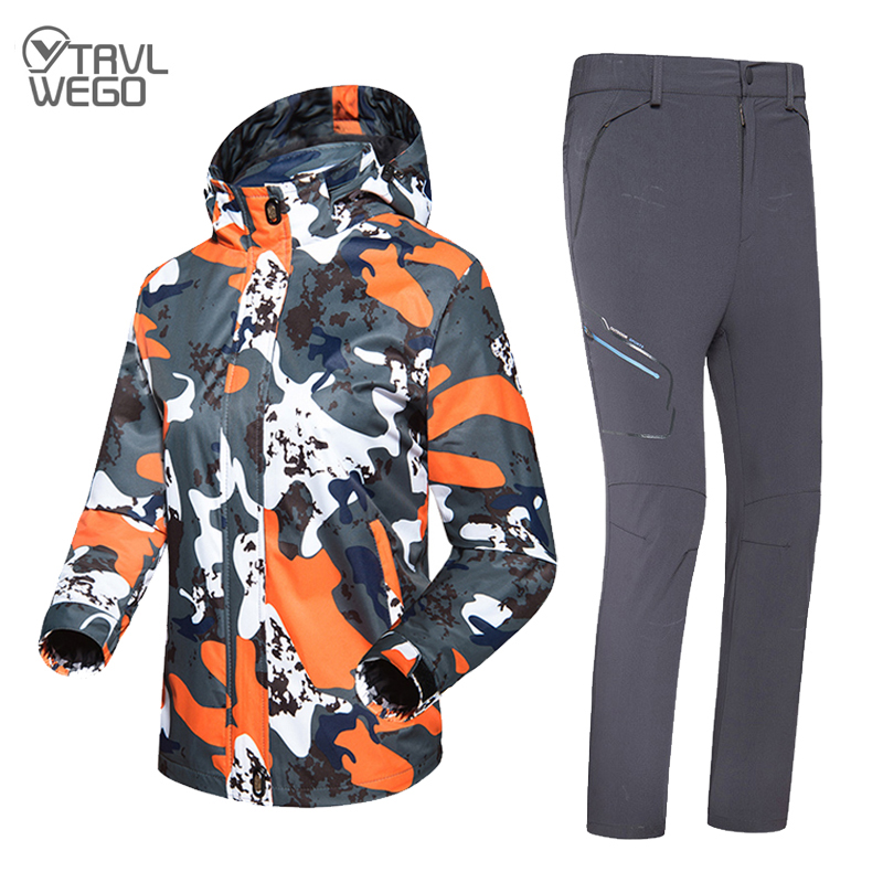 

TRVLWEGO Woman Hiking Jackets Fishing Outdoor Coat&Pants Set Sports Female Single jacket & quick-drying Trouser Suit, Orange khaki