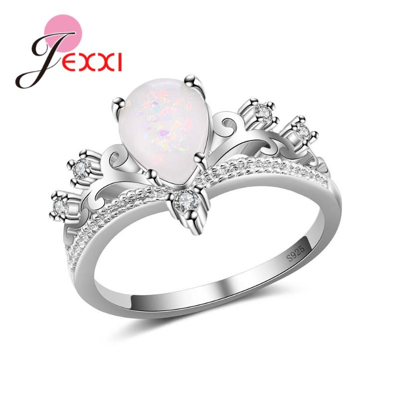 

Charming Wedding Accessories For Bridal Crowns With Waterdrop Opal 925 Sterling Silver Women Engagement Retro Rings Anel