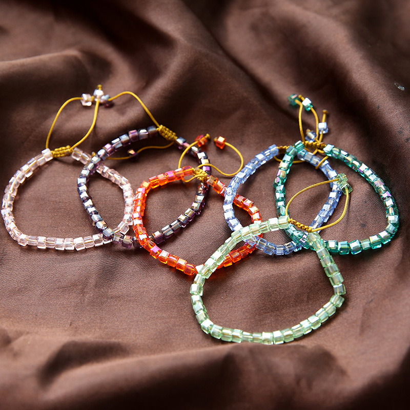 

Simple Bracelet Multicolor Hand-Woven Fashion Minimalist Cubic Crystal Beads Bracelet Fashion