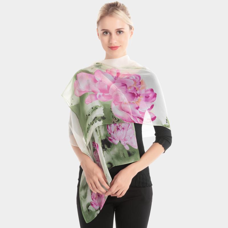 

Elegant and fashionable scarf for ladies, new georgette scarf for spring, autumn and winter, hot-selling sunscreen lotus oil pai