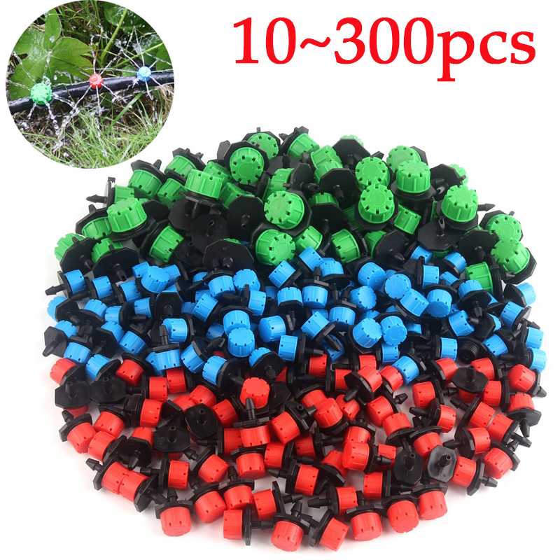 

10~300Pcs Adjustable Gargen Drip Irrigation Dripper H-quality PP Plastic 8Holes Emitters Anti-Clogging Patio Watering Sprinkler, Red 10pcs