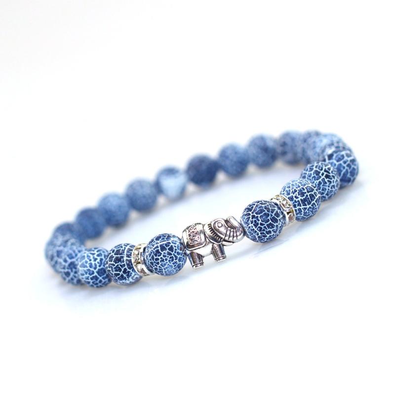 

New Couple Bracelet Weathered Onyx Stone Men Bracelet Beads 10pcs/lot Alloy elephant Stretch Charm Bracelets for Women Jewelry