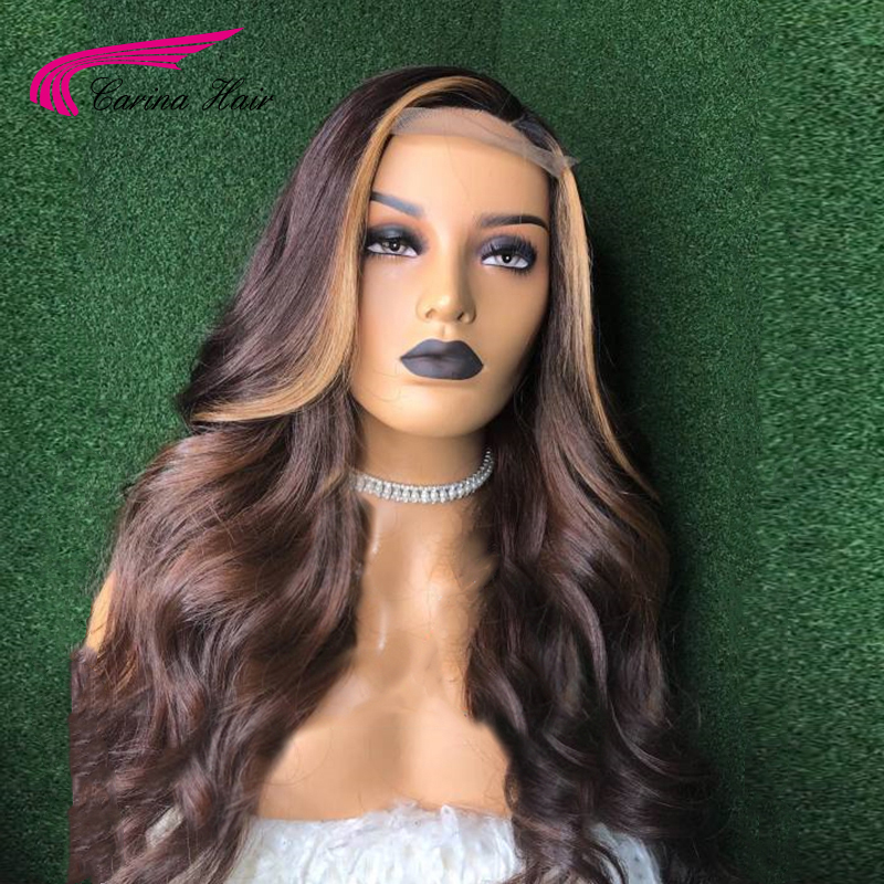 

Highlight Color Wavy Wig 13X6x1/13x4x1 T-Part Human Hair Wigs For Women Remy Brazilian Lace Front Wigs Pre Plucked Human Hair, 13x4x1 lace