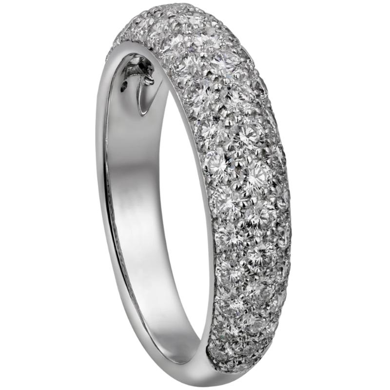 

18K Au750 White Gold Ring Women Wedding Anniversary Engagement Party Ring 3 Rows Round Moissanite Diamond Elegant Trendy Cute
