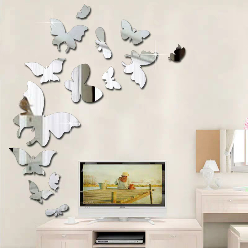 

New arrival Mirror butterfly Acrylic 3d mirror wall stickers For kids room Living room DIY art wall decor Background decor