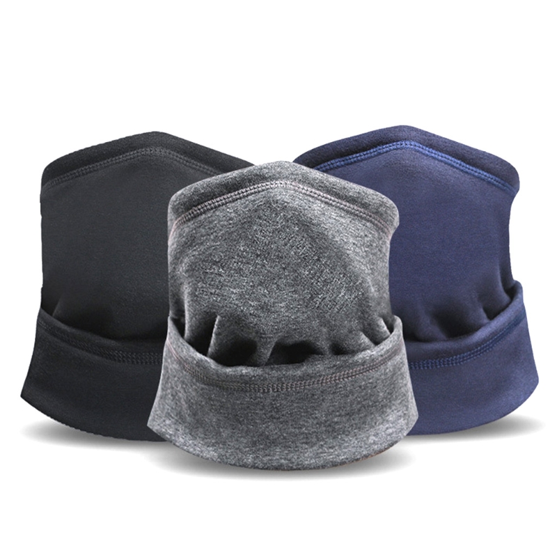 

Winter Warm Neck Gaiter Face Mask Double Layer Plush Windproof Scarf Beanie Hat