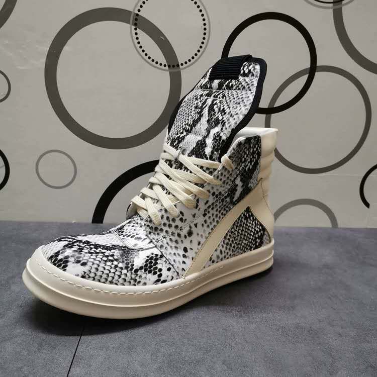 

Men's Leather Boots Snake Print Military Boots Man High Top Winter Shoes Men 14#22/20E50