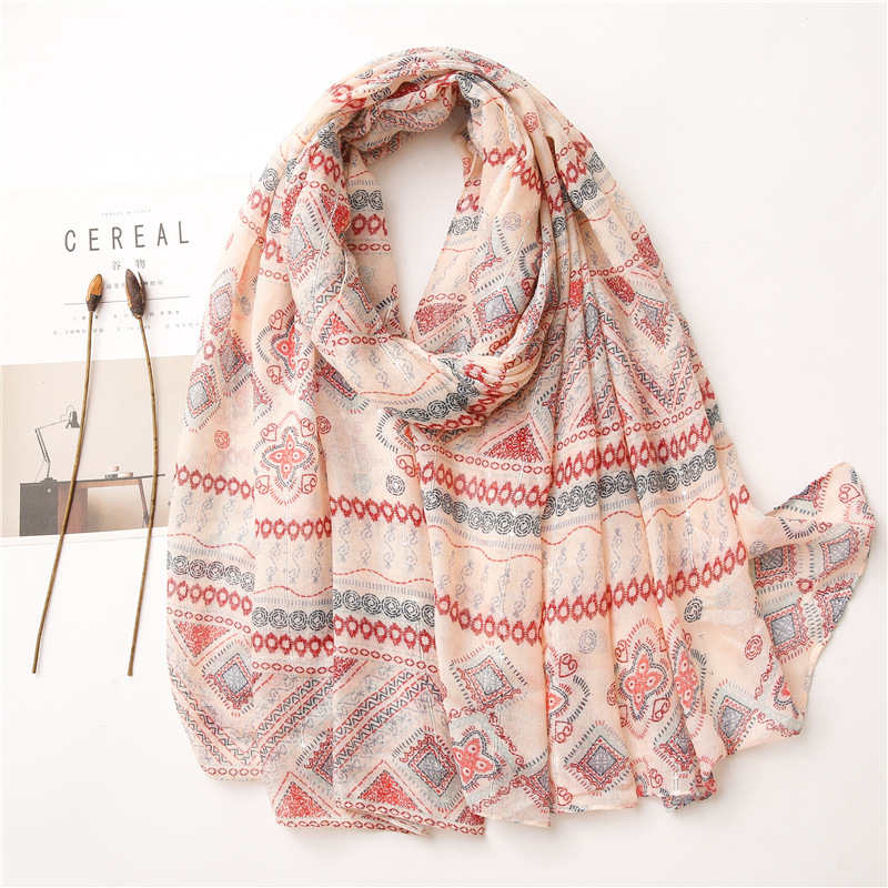 

Ladies Aztec Fashion Geometric Sequin Viscose Shawl Scarf Women High Quality Wrap Stole Bufandas Muslim Hijab 180*90Cm