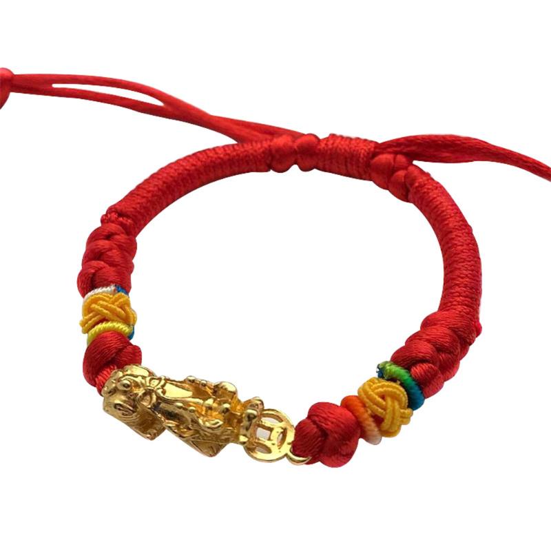 

Lucky Red Rope Woven Bracelet Golden Brave Troops Amulet Bracelet Buddhist Jewelry LL@17