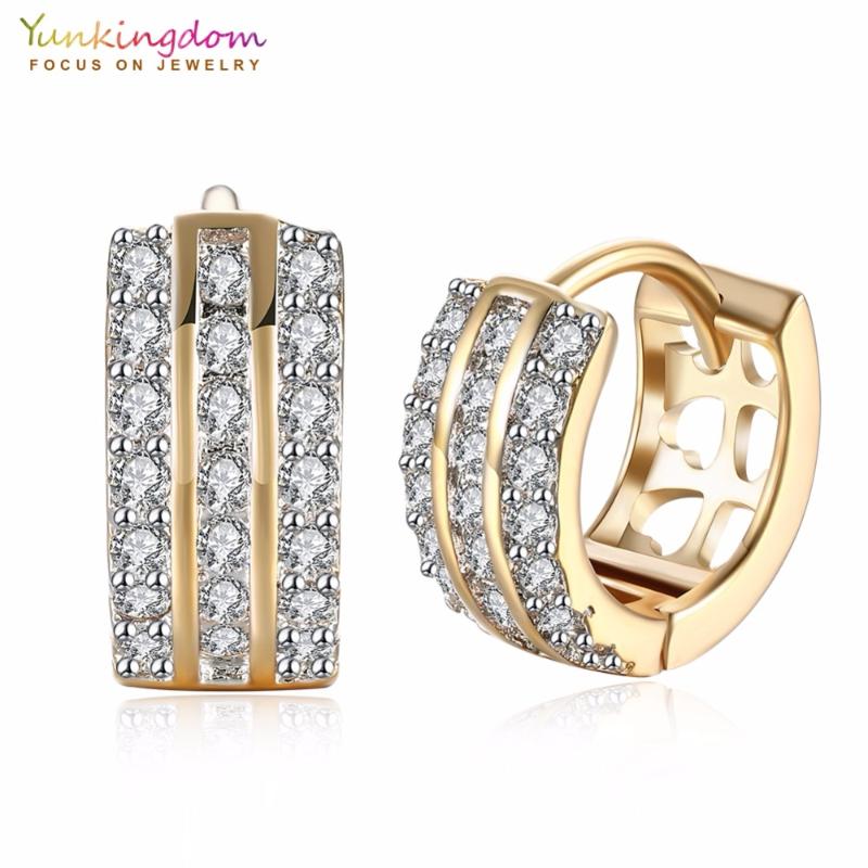 

Yunkingdom Simple Delicate Circle Hoop Earrings for Women Clear Cubic Zirconia Earring LPK5138