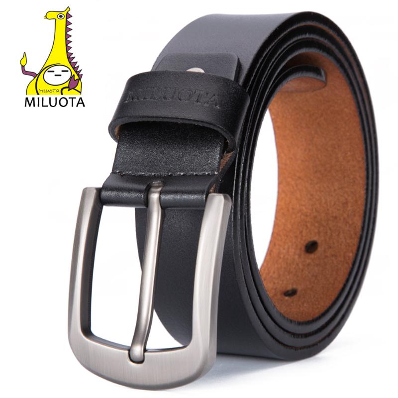 

MILUOTA] 2020 Fashion Designer Belts Men High Quality PU Leather Men Belt Brand Pin Buckle cinturones hombre MU101, Brown