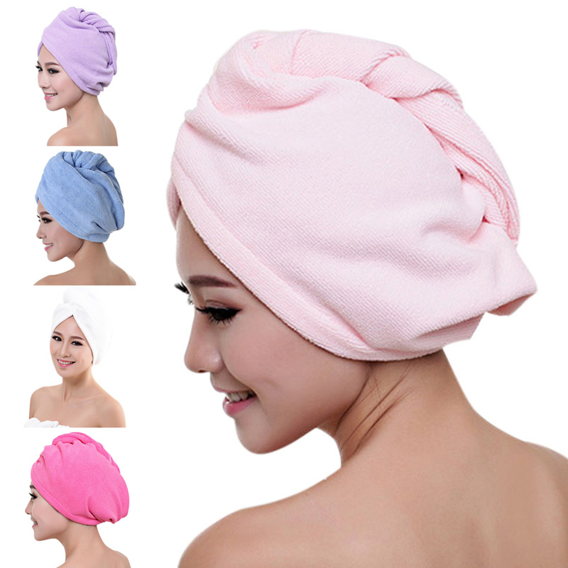 

1/4pcs Women Quickly Dry Hair Hat Microfiber Shower Cap Strong Water Absorb Drying Towel MU8669