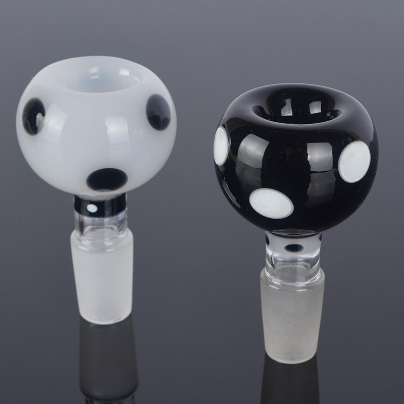 

New style 14mm bowl black and white handle small glass with 14mm/18mm male joint for Bongs Dab Rigs smoking