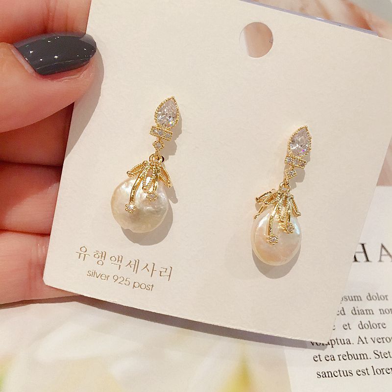 

Dangle & Chandelier High-end Vintage Baroque Earrings Gold Color Luxury Cubic Zircon Freshwater Pearl For Women