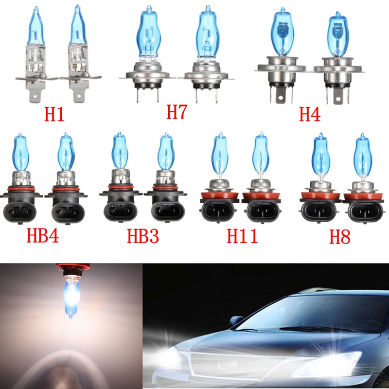 

2Pcs H1/H3/H4/H7/H8/H11/3/4 6000K 12V 100W White Car Driving HOD Xenon Bulb Lamp Light Headlight Halogen Car Head Light
