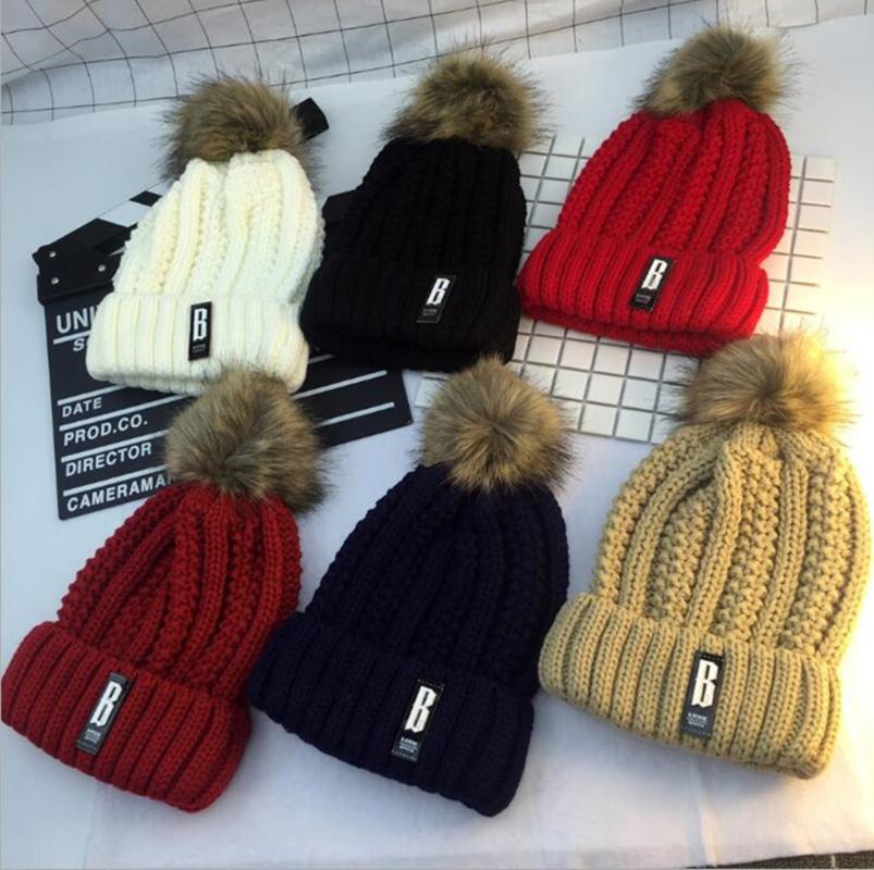 

Yyun Beanie Women New Fashion Hat Ladies Thick Wool Warm Autumn And Winter Wool Hat B-Knit Big Pom Pom winter cap women, White