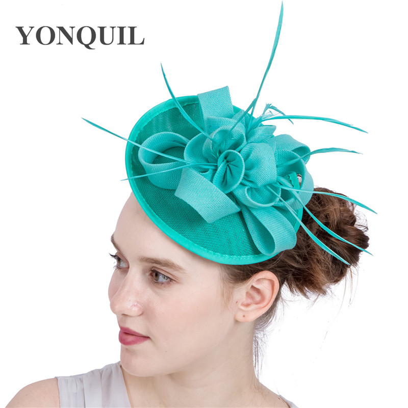 

New arrival Women Chic Fascinator Hat Fancy Feather Hair Accessories headbands Wedding Party Church Headpiece Fashion Headwear SYF162