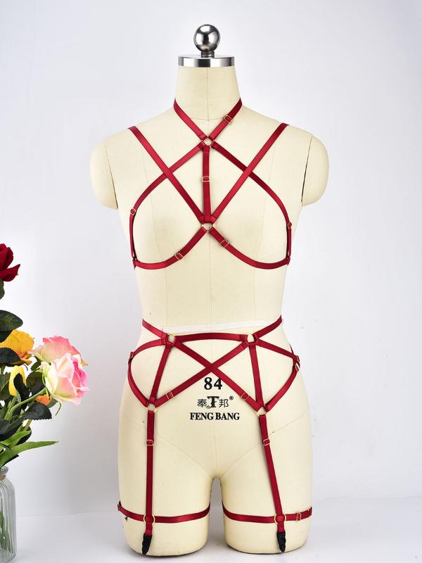 

Sexy Elastic lingerie Body Harness More wiring harness sexy red+black suit underwear adjustable size