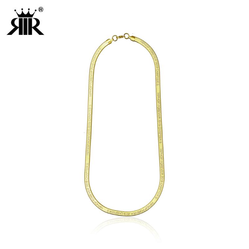 

RIR Modern Minimalist Gold Layered Flat Snake Chain Exquisite Flat Shiny Cable Herringbone Snake Necklace Hip Hop Style Jewelry