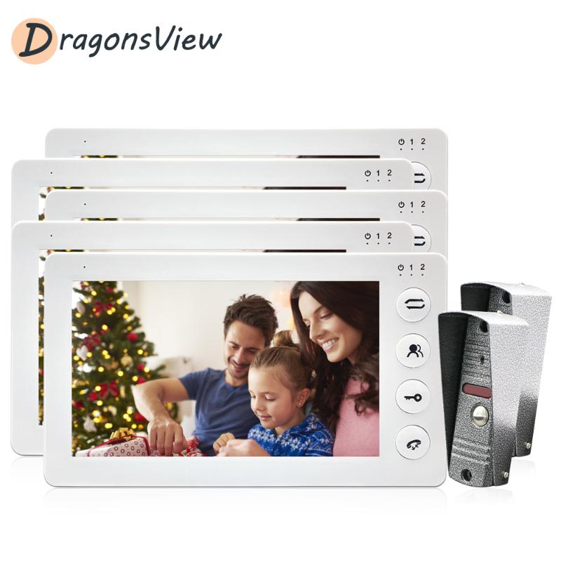 

DragonsView 7 inch 1200TVL Video Intercom Door Phone Doorbell with 2 Cameras for 5 Apartments Home Security