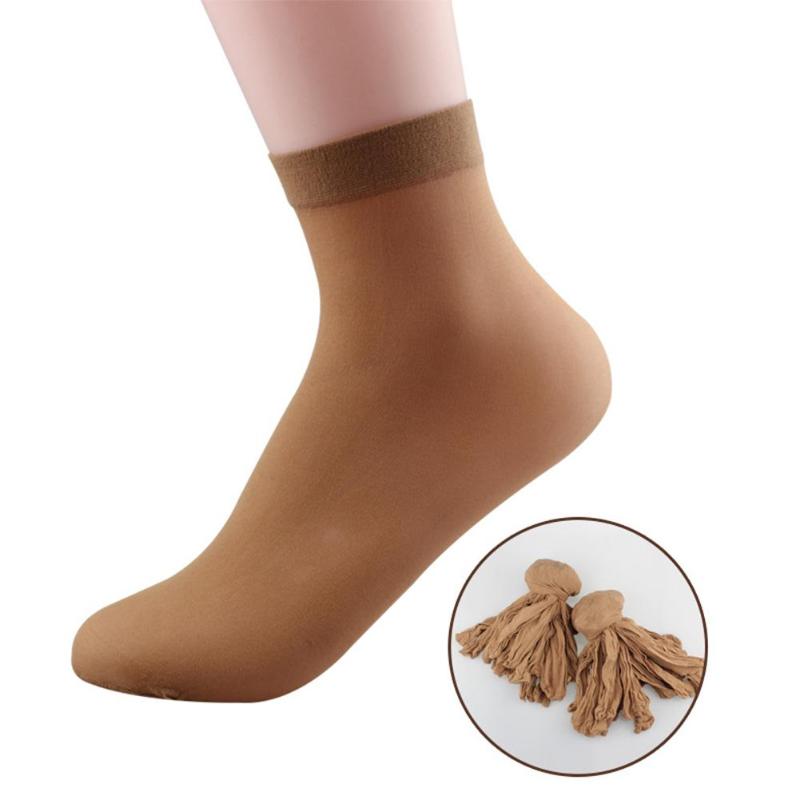 

10 Pairs Women Men Disposable Solid Color Ankle Silk Socks for Ice Rink Foot Bath hot Thin Crystal Transparent Silk Socks, White