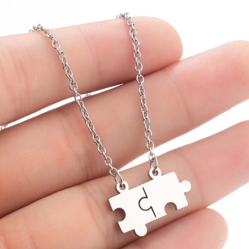 

Necklace for women pendant Fashion Puzzle Simple steel Accessory on the neck Steel couple Necklace Stainless Chain Jewelry