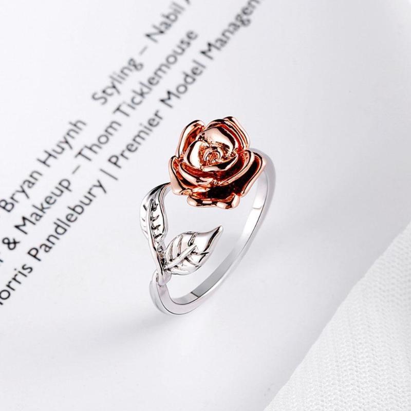 

Red Rose Garden Flower Leaf Adjustable Size Ring For Ladies, Ring Ladies' Sale Open Gift Valentine'S Hot Day 2020 J6H4