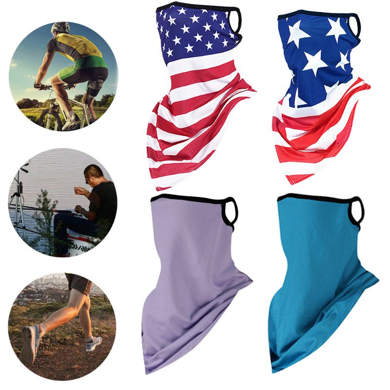 

Scarves Unisex Sunscreen Triangle Scarf Bandana US Flag Bright Solid Color Ear Loop Neck Gaiter Face Mask Outdoor Balaclava