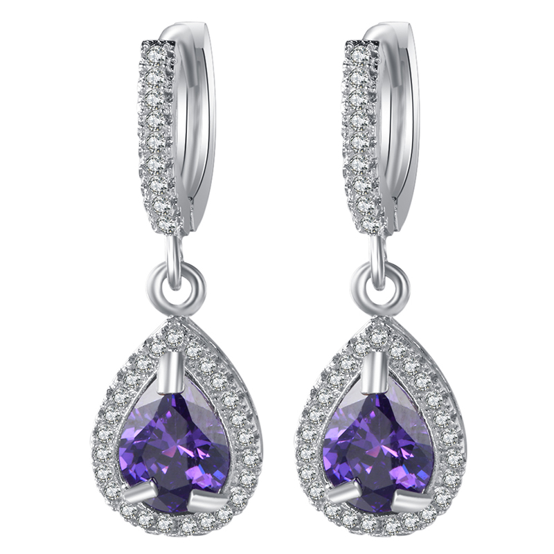 

Dangle & Chandelier Fashion Lady Water Drop Earring Classic Purple Stone - Shaped Earrings Jewelry For Women Party Gift
