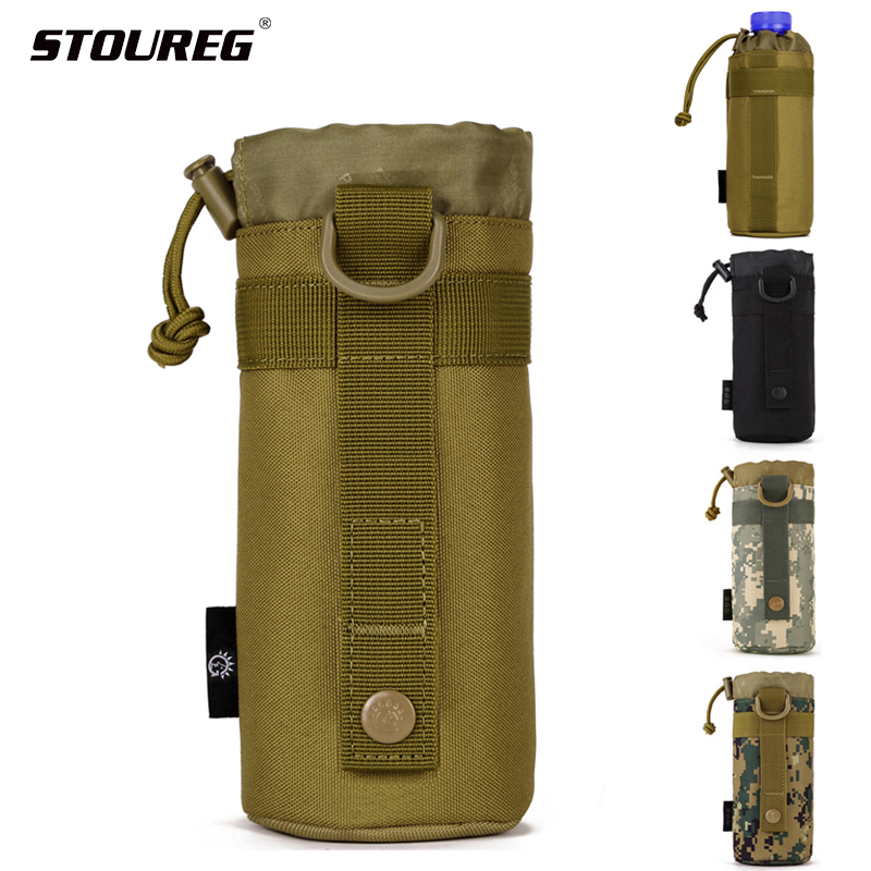 

550ML MOLLE System Water Bottle Pouch,Tactical Kettle Pocket Bag,Men Travel Army Water Bag For Riding Hiking Trekking, Black