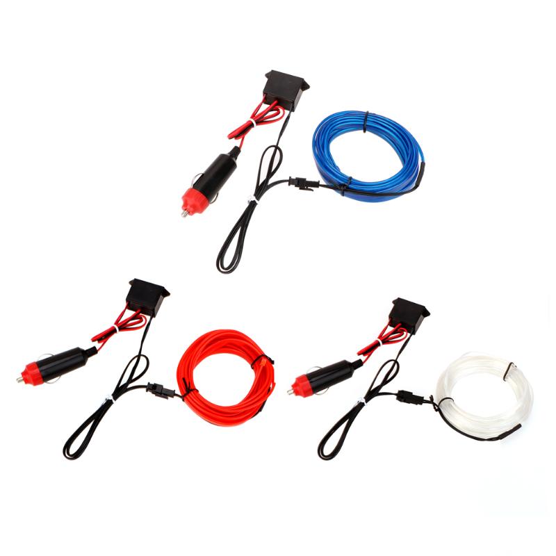 

Auto Lamps Car 12V LED Cold lights Flexible Neon EL Wire Car styling Decorative Lamp Light Strips 3m