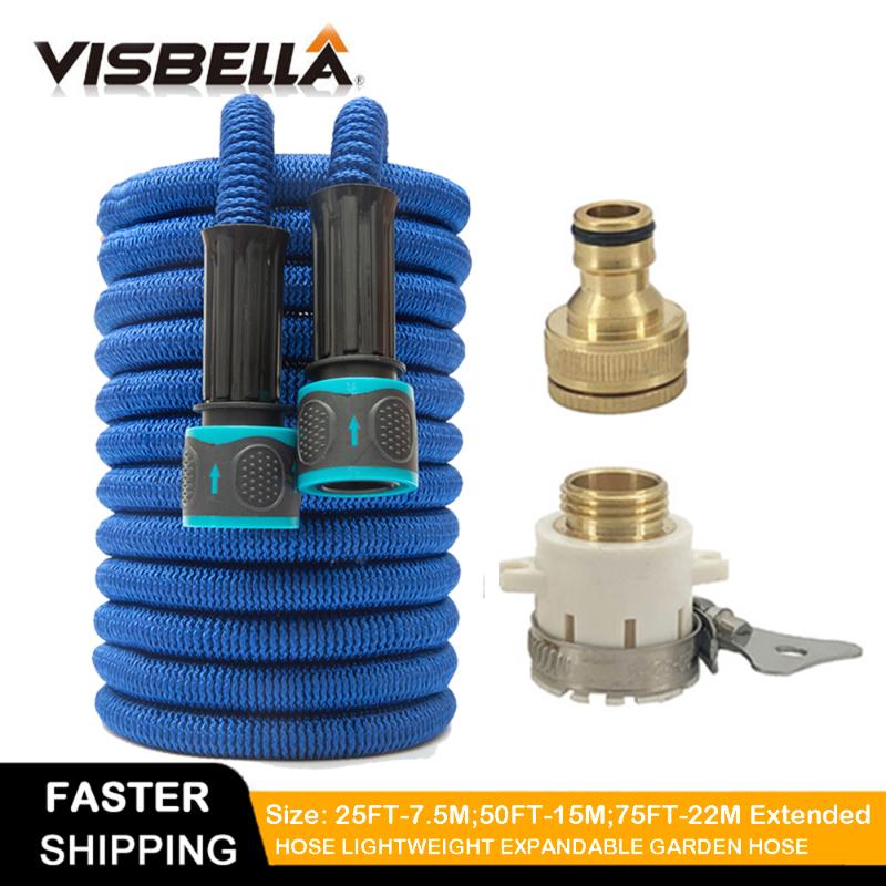 

VISBELLA Garden Hose Water Expandable Watering Hose Magic Flexible High Pressure Lightweight Car Wash Pipe with Connector, 25ft-7.5m extended