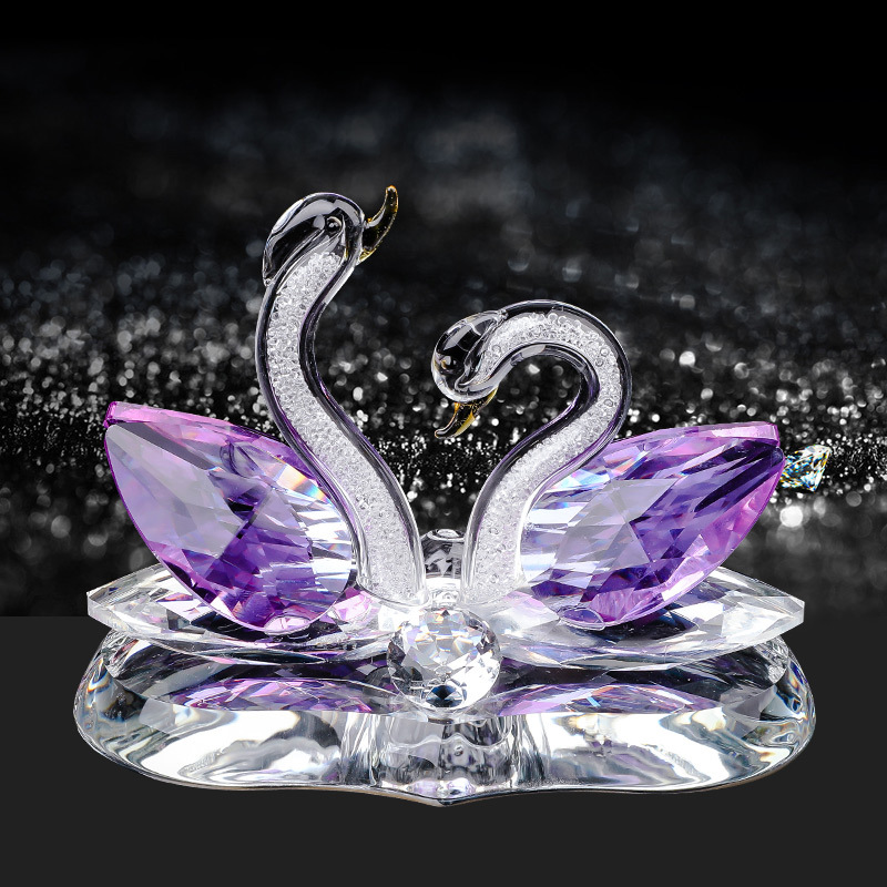 

4 Colors Swan Crystal Glass Figurines Car Perfume Bottle Collection Diamond Swan Animal Paperweight Home Decor Christmas Gifts