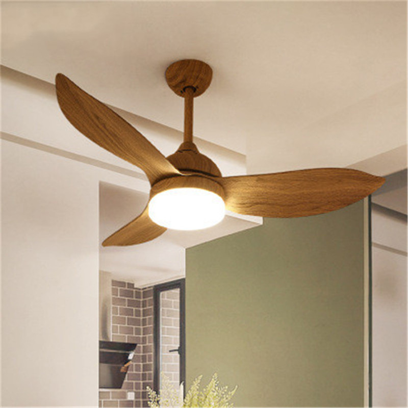 

Nordic Style Diningroom LED Ceiling Fan Light Creative Bedroom Living Room Balcony Quiet Retro Fan Light With Remote Control