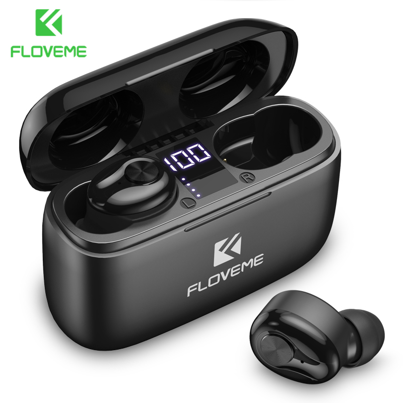 

FLOVEME Bluetooth V5.0 Ture Wireless LED Display Sports Headset With Microphone 1200mAh Charging Box