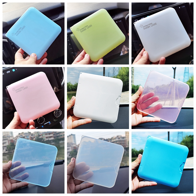 

12style Face Mask Storage Box Case Portable Disposable Face Masks Container Dustproof Mask Case Transparent Plastic Organizer Bins GGA3737-3, As pic