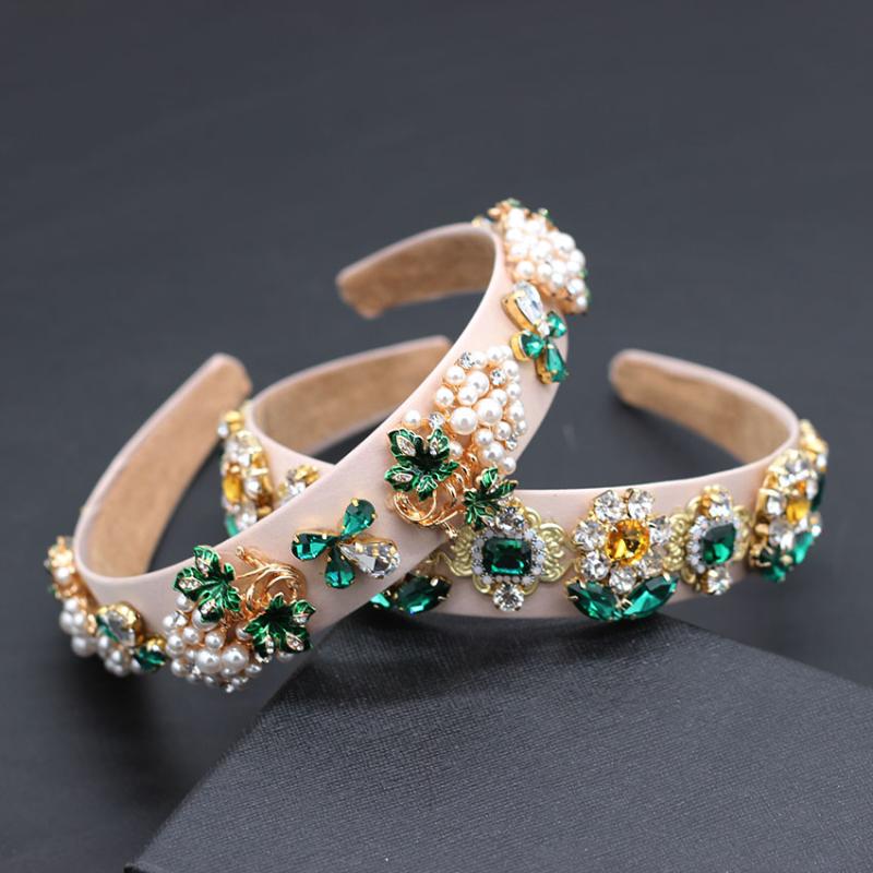 

Heavy duty color rhinestone crystal wild headband Baroque plant color rhinestone sunflower pineapple pearl dance headband 876
