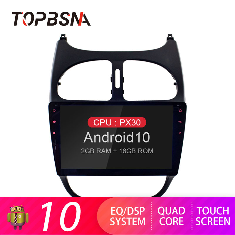 

TOPBSNA Android 10 Car DVD Player For 206 2000-2020 Vehicle GPS Navi 1 Din Car Radio Multimedia Player Stereo WIFI Video