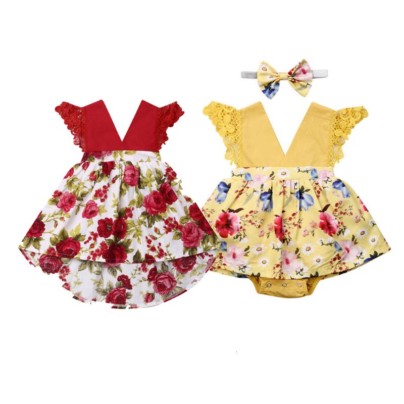 

2pcs Clothing Set Baby Girl Dresses Print Summer Newborn Baby Girl Flower Romper Dress Bodysuit Outfit Clothes Set 0-24 Months