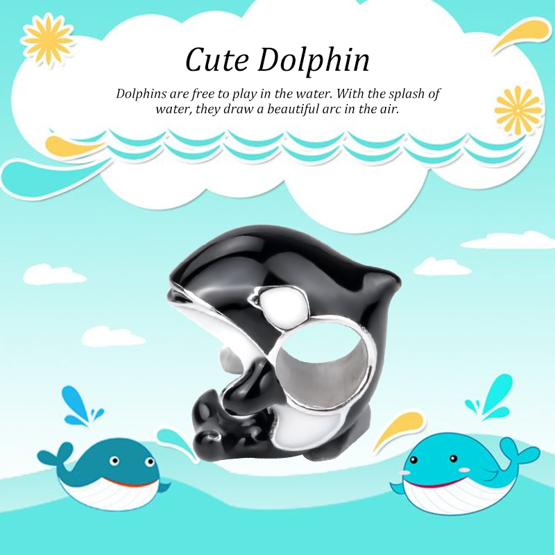 

SG 925 sterling silver Summer sea animal cute dolphin beads charms fit original Europe bracelets jewelry making gifts for women