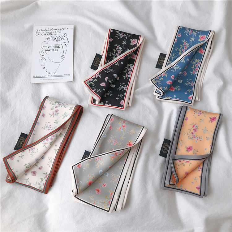 

2020 Small silk Scarf Head Neck Scarf Foulard Femme Bandana Elegant Women's Hair Tie Band Wrap Hand kerchief