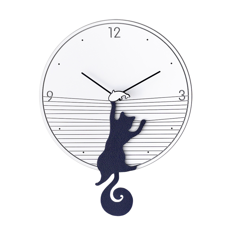 

Kids Creative Wall Clock Novelty Simple Cartoon Silent White Cat Wall Watch Modern Round Orologio Casa Home Decoration EB50WC