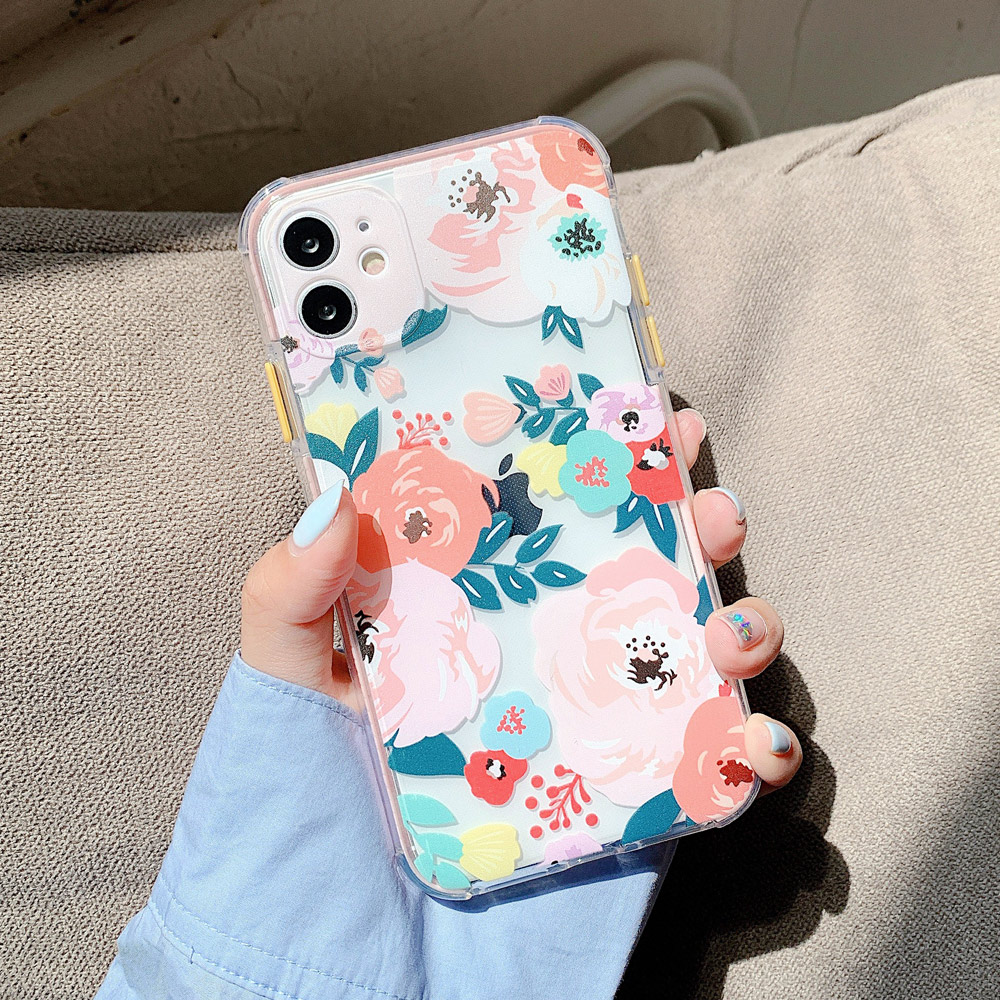 

Flower Transparent Phone Case For iPhone 11 Pro Max 7 8 Plus X XR XS Max Shockproof Bumper Soft TPU Back Cover, Customize