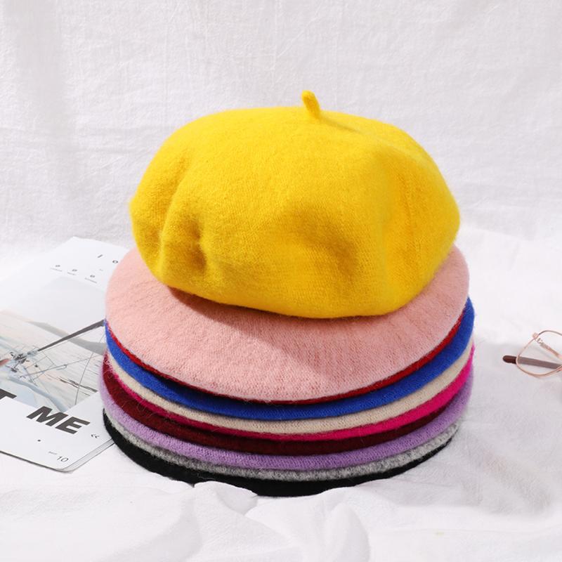 

Children Woolen Beret Girl Painter Hat baby Parent-Child Cap Girls Solid Color Autumn Winter Beret Hat Pumpkin Felt Headgear, Other-grey